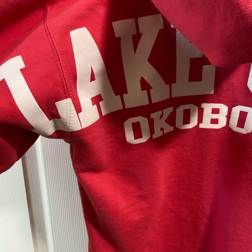 Retro Pink Lake Gil Okoboji IOWA Full Zip Large Graphic Women’s S Hoodie - Picture 6 of 8
